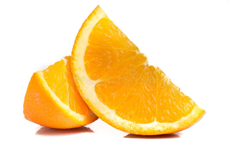 Fresh orange slices isolated on white