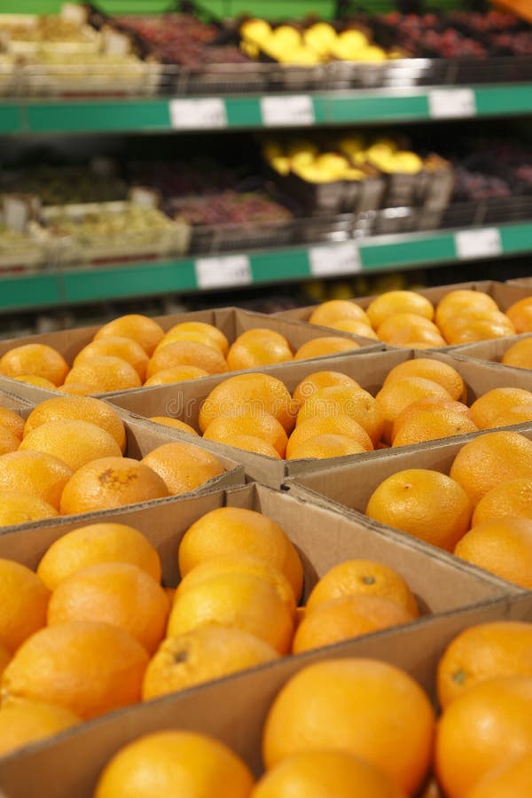 Fresh Oranges in the Supermarket Stock Photo Image of fruit, commerce