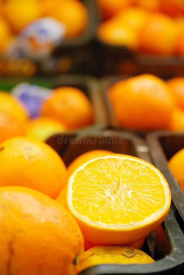 Fresh oranges in supermarket