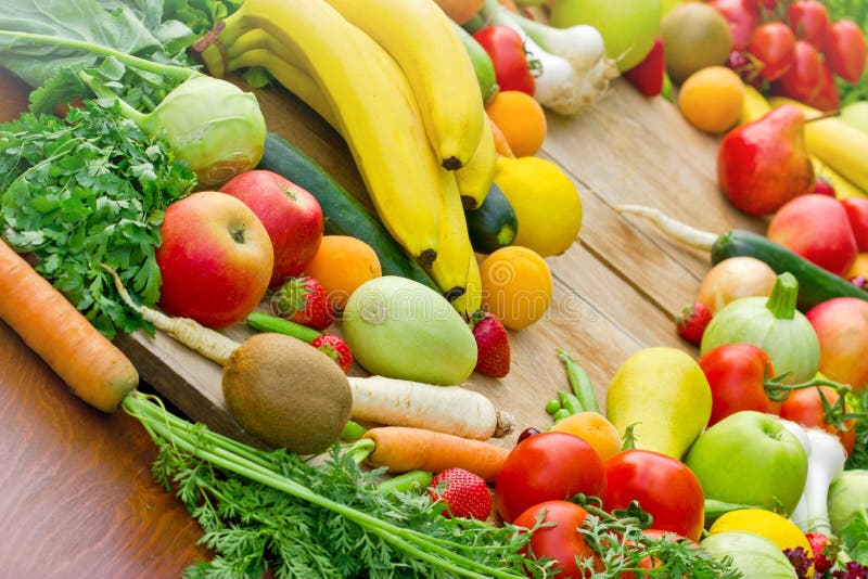 Fresh organic fruits and vegetables