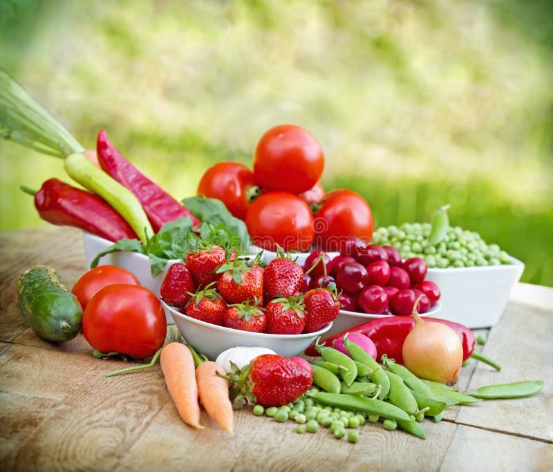 Fresh organic fruits and vegetables