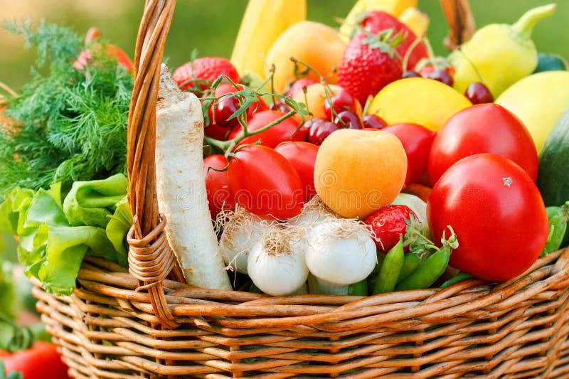 Fresh organic fruits and vegetables