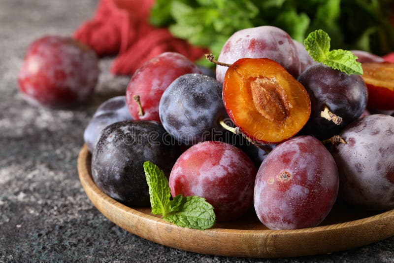 Fresh organic red plums stock image. Image of plums 157757077