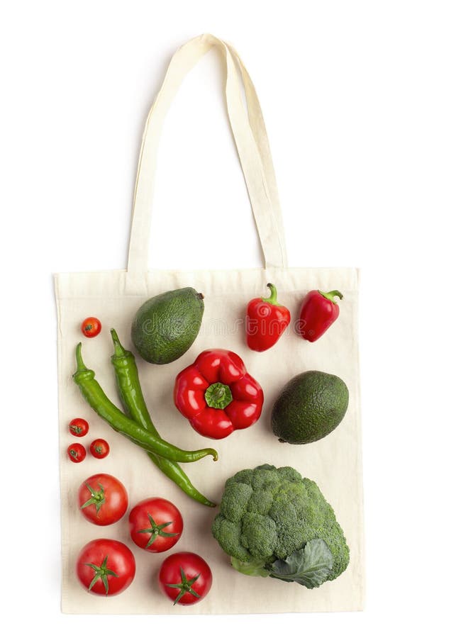 Organic Fruit And Vegetables In Shopping Bag Stock Photo - Image of ...