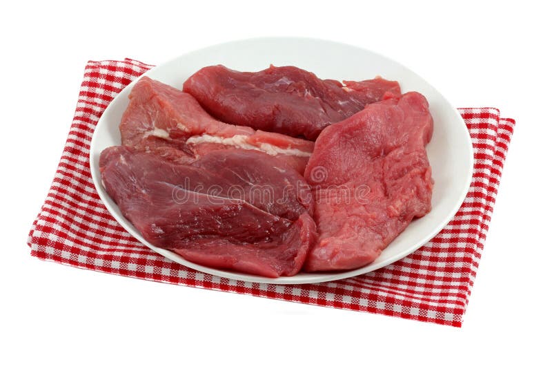 Fresh Ostrich meat on a white dish