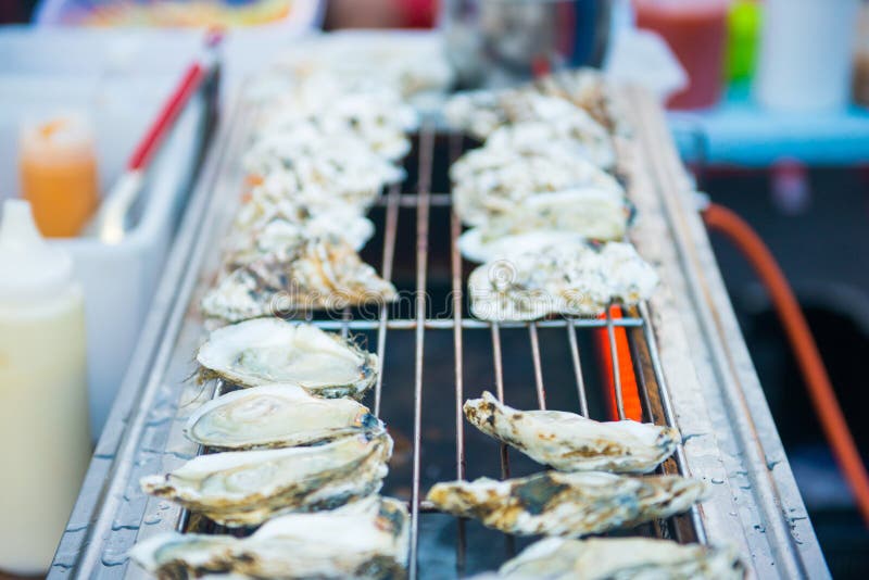 Fresh Oyster Grilled for Eat Stock Photo Image of meat, seafood 92934200