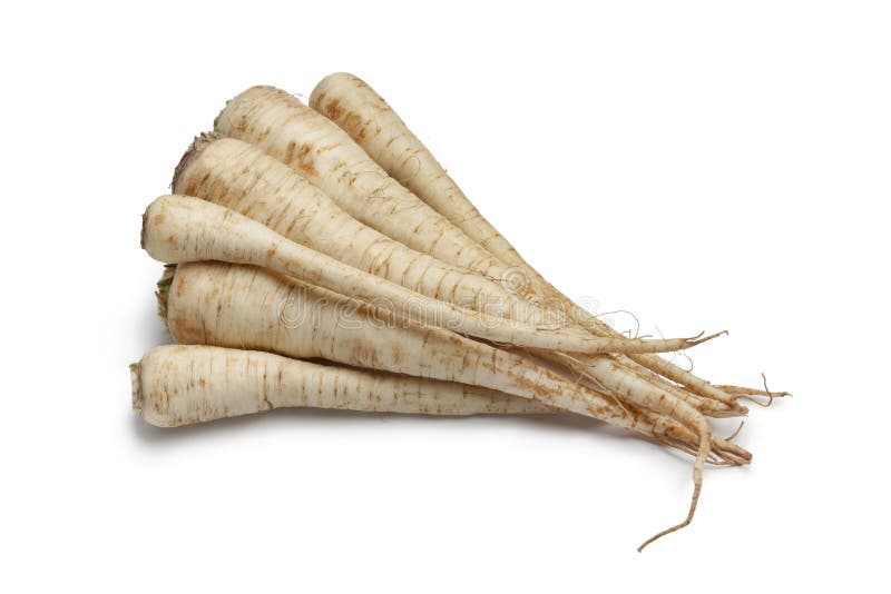 Parsley Roots and Carrots Fresh Vegetables Isolated, White Background