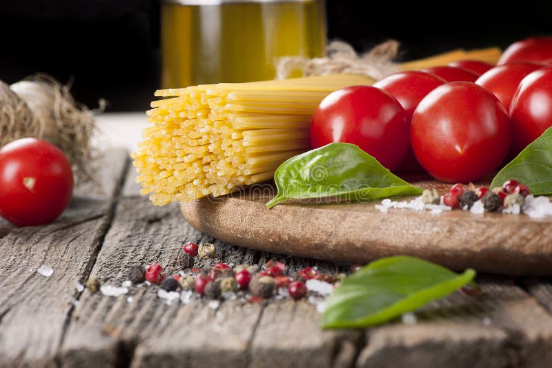 Fresh pasta ingredients stock photo. Image of peppers 64131288