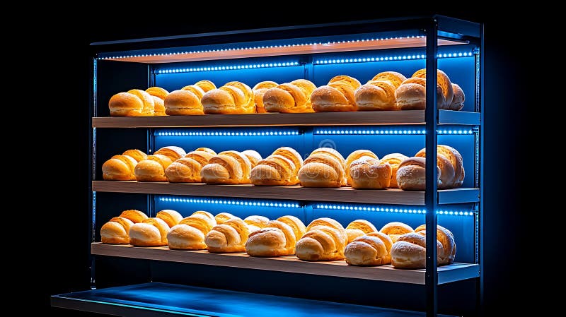 Fresh Pastries on Display in Modern Bakery Showcase vector illustration