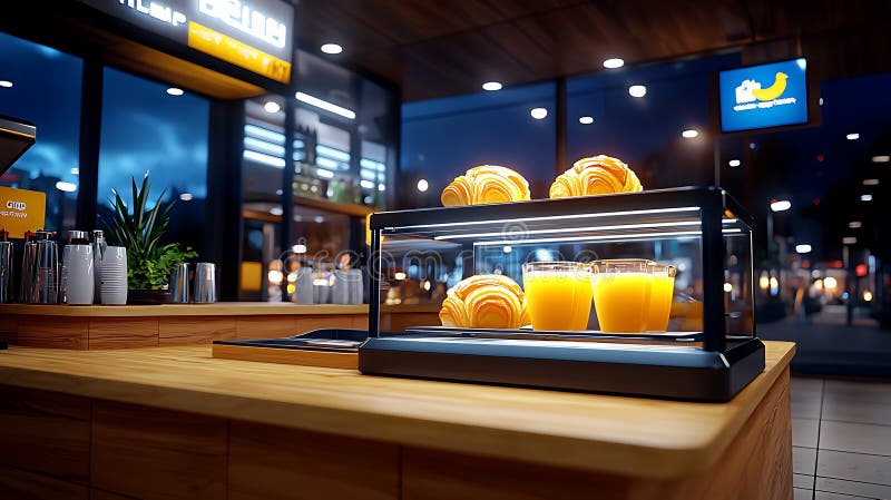 Fresh Pastries Displayed in Modern Bakery Case royalty free illustration