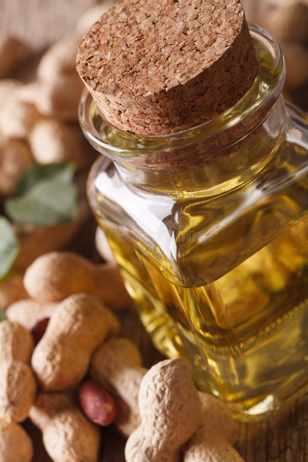 Fresh Peanut Oil Bottle Macro Vertical Stock Photos Free & Royalty