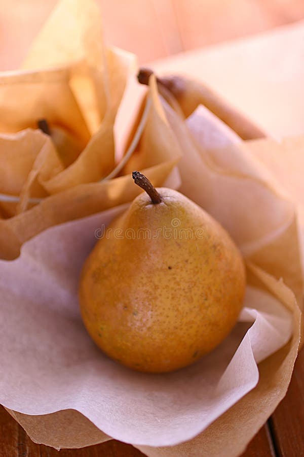 Fresh pears on paper