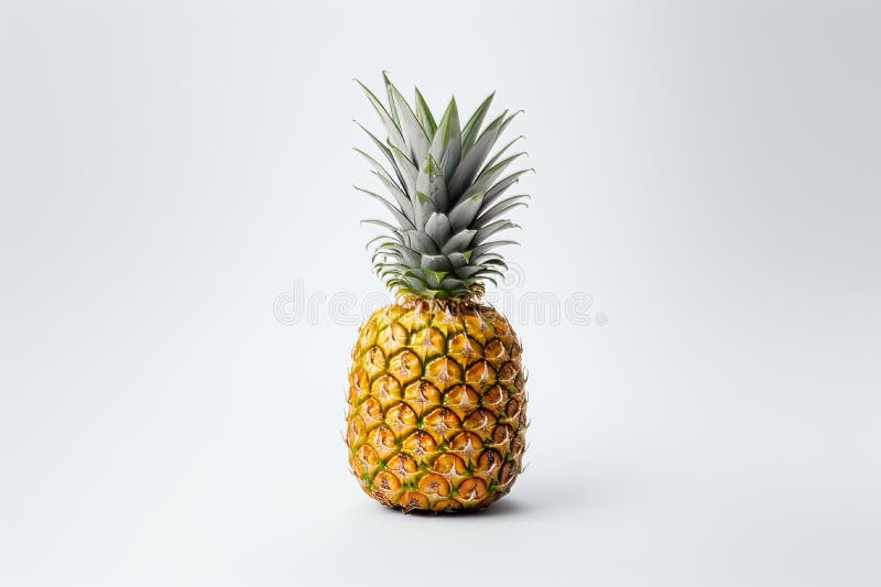 Fresh pineapple isolated on white background with full depth of field for optimal search relevance stock photo