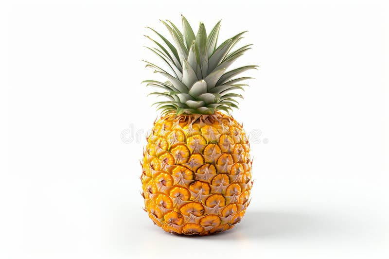 Fresh pineapple isolated on white background with full depth of field for optimal search relevance stock photography