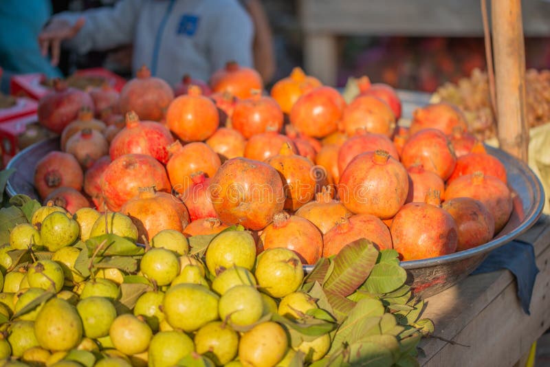 Ripe Pomegranate Fruit At A Market Place Stock Photo Image of juicy