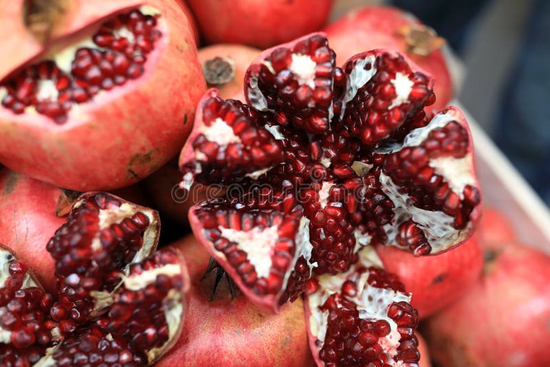 Fresh Pomegranate on Market Stock Photo Image of juicy, fresh 130101486