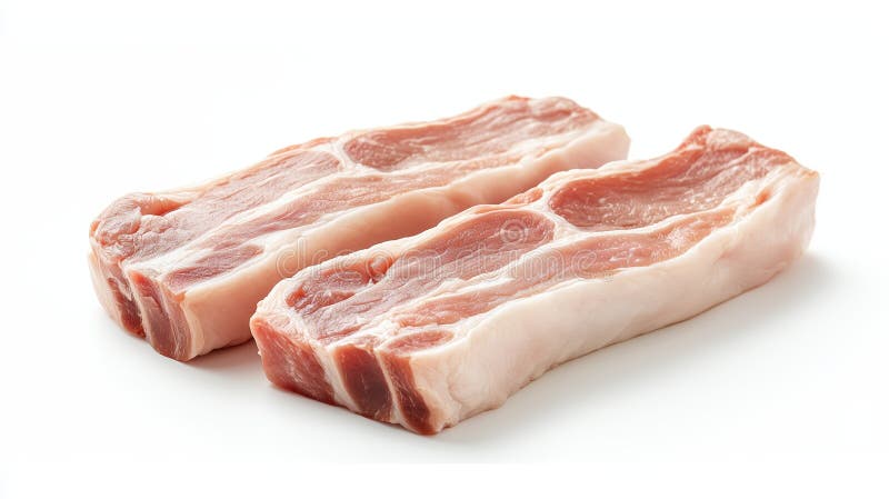 Fresh pork belly cuts on white background for cooking or culinary use royalty free illustration