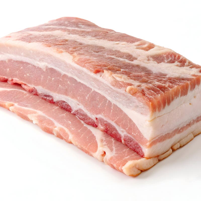 Fresh pork belly ready to cook isolated on white background vector illustration