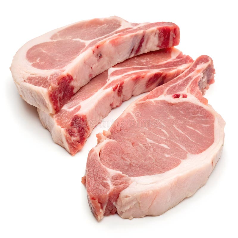 Fresh pork chops isolated on white background stock illustration