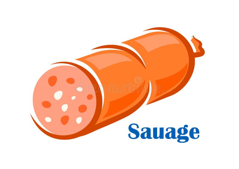 Fresh pork sausage with pieces of fat royalty free illustration