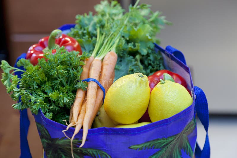 Fresh Produce in a Grocery Bag Stock Photo Image of orange, grocery