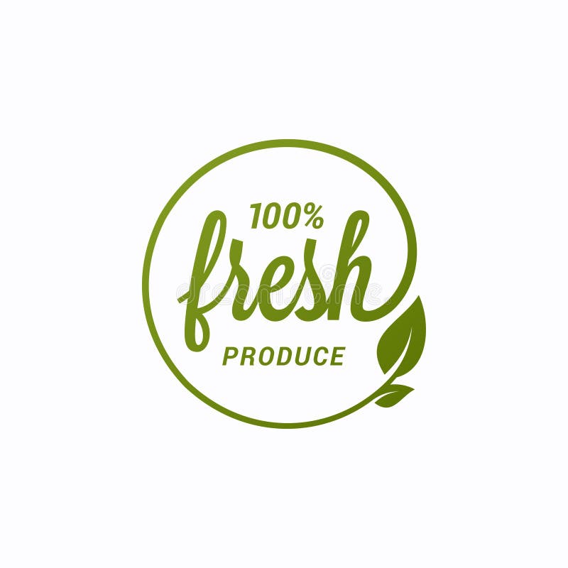 Farm Product Logo. Fresh Farming Food Produce Icon Set Background Stock