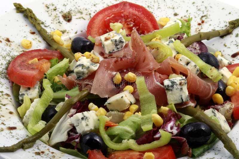 Fresh prosciutto and gorgonzola salad stock images Fresh prosciutto and gorgonzola salad stock images