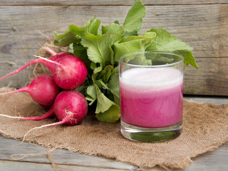 Fresh radish smoothy juice stock photo