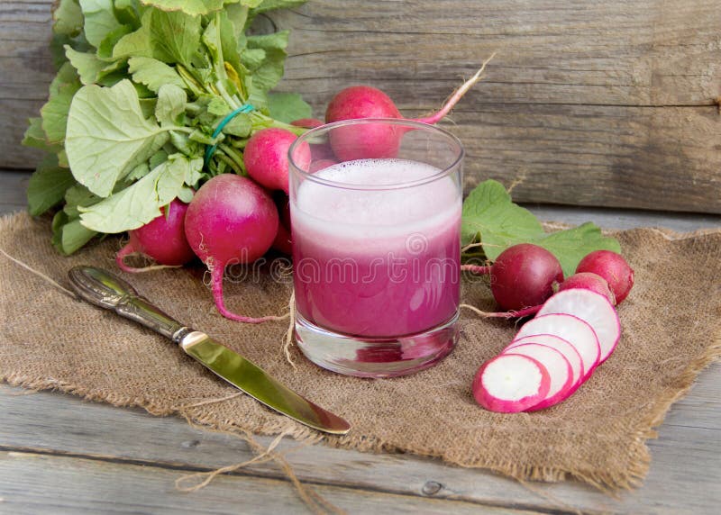 Fresh radish smoothy juice stock photography