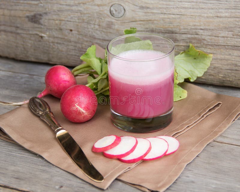 Fresh radish smoothy juice stock photography
