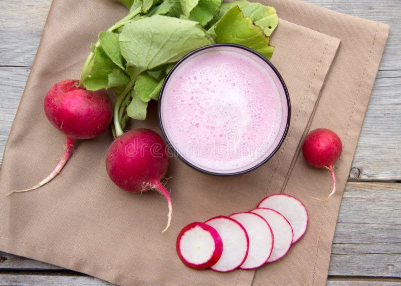 Fresh radish smoothy juice stock photography