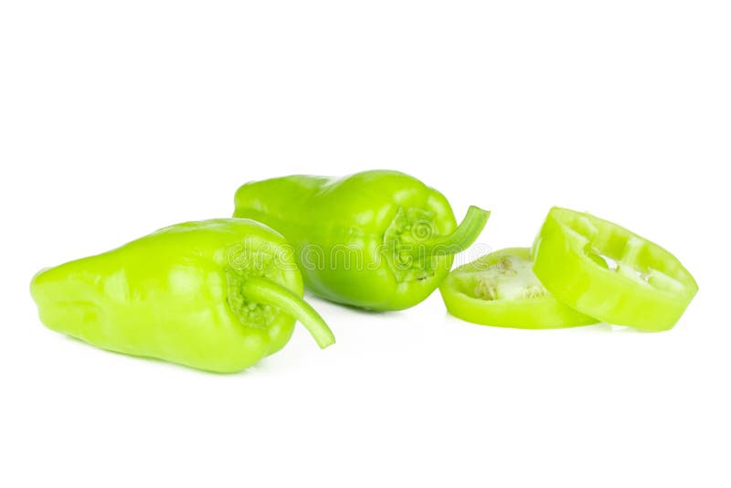 Fresh Raw Light Green Pepper Isolated on White Stock Image Image of