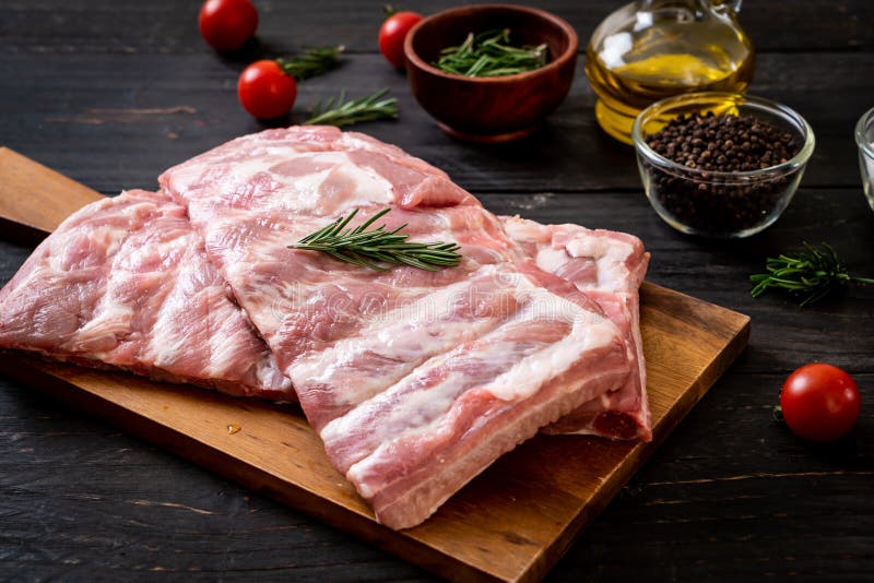 Fresh raw pork ribs