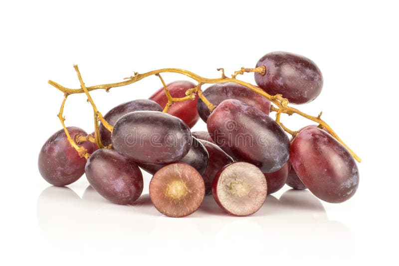 Fresh raw red wine grapes isolated on white