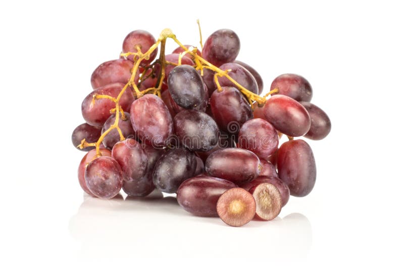 Fresh raw red wine grapes isolated on white