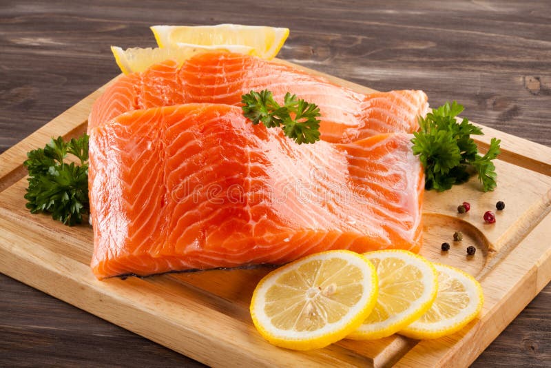 Fresh raw salmon fillet stock image. Image of seafood - 79793959