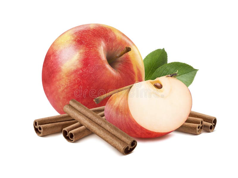 Fresh red apple cinnamon 2 isolated on white background