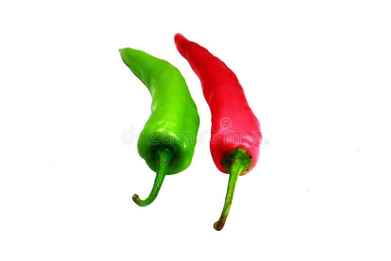 The Fresh Red and Green Chilli on White Isolate Background Stock Image