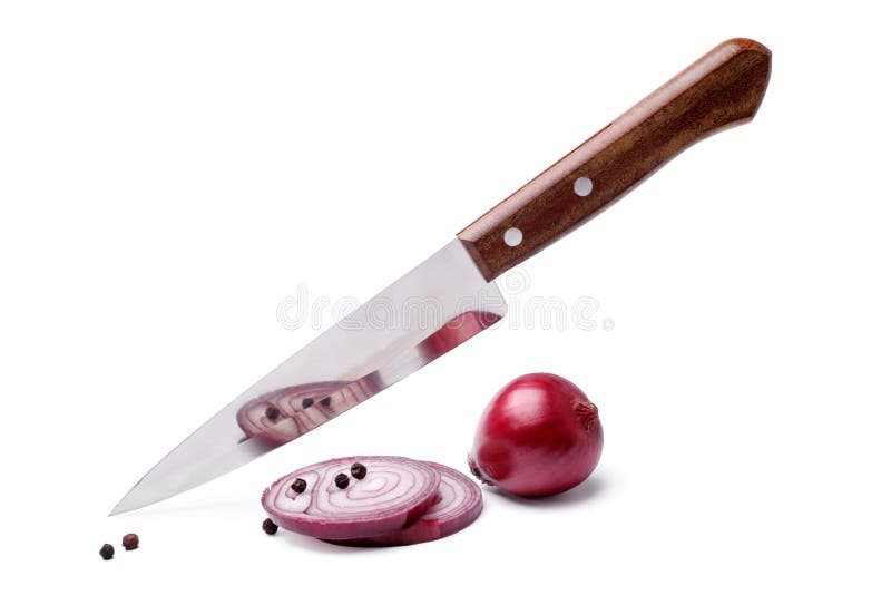 Fresh red onion with knife stock image. Image of fresh 54581935