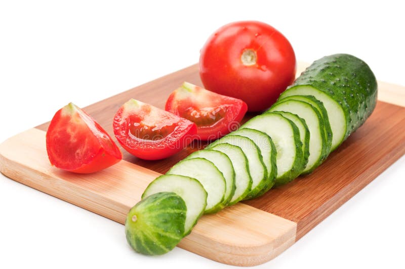 Fresh red tomato and cucumber