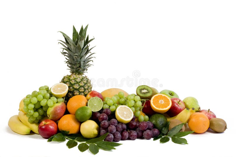 Fresh ripe fruits isolated on white background