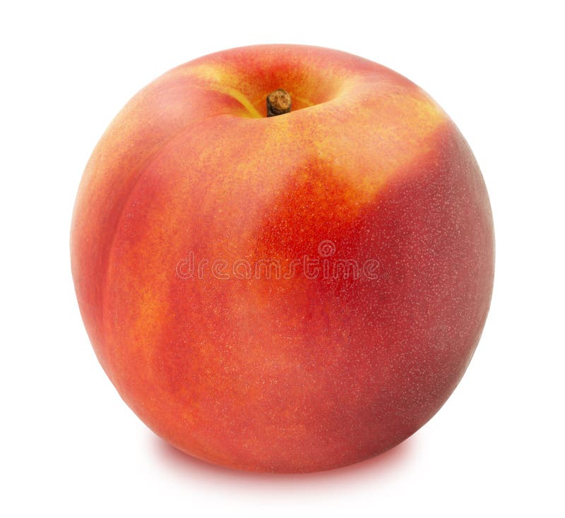 Fresh Ripe Nectarine Isolated on White Background Stock Photo Image