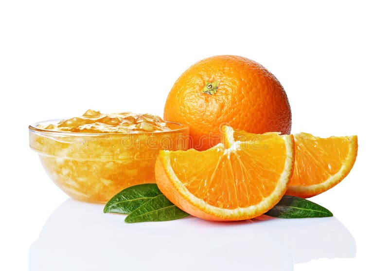 Fresh Ripe Orange Fruit with Jam in Glass Bowl Stock Image Image of