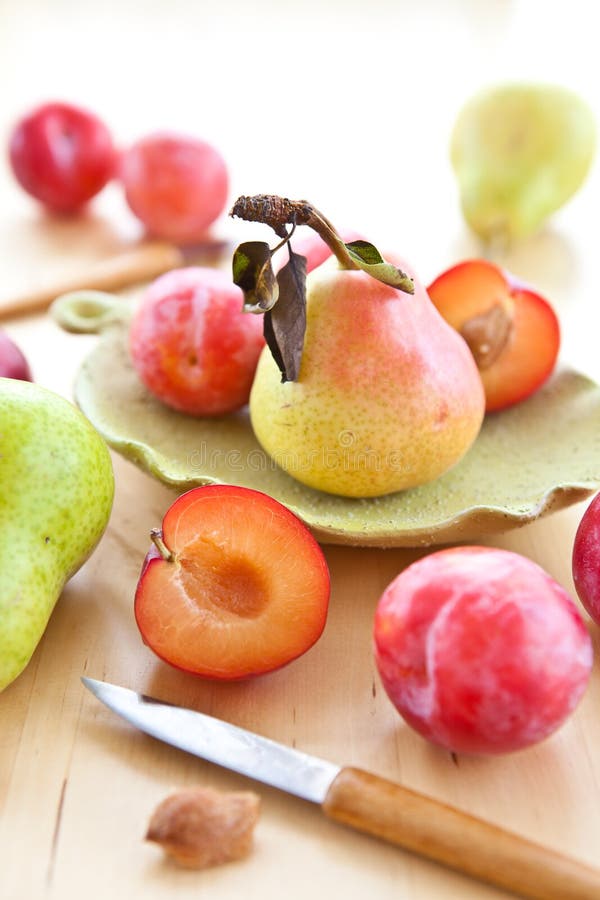 Fresh Ripe Plums, Apples and Pears Stock Photo Image of colorful