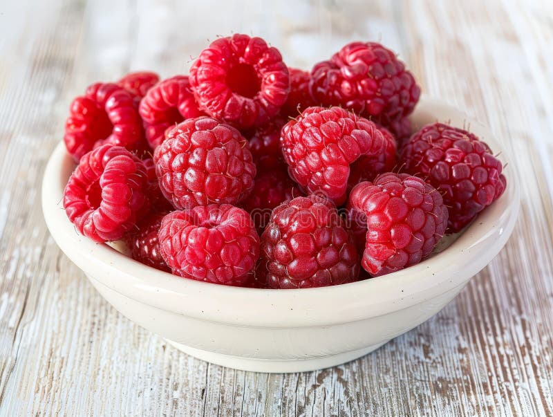 Fresh ripe raspberries in a bowl vector illustration