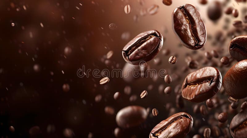 Boabe de cafea prăjită proaspete, cu aromă și miez. perfect pentru cafenele și site-uri web. dinamică vibrantă royalty free stock image