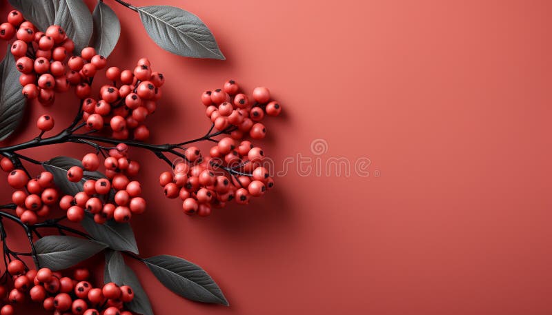 Fresh rowanberries on a branch, a symbol of autumn abundance generated by AI. Fresh rowanberries on a branch, a symbol of autumn abundance generated by artificial intelligence AI generated