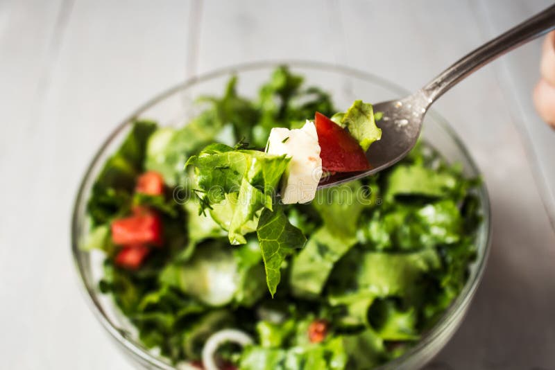 Bowl of Fresh Salad with Salad Dressing Stock Photo Image of lunch