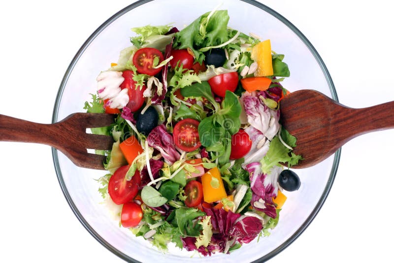 Fresh salad mix in bowl stock image. Image of isolated 5249623