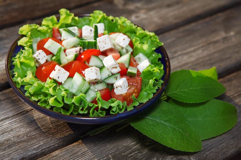 Fresh Salad with Tomato and Cucumber. Green Salad Stock Image Image